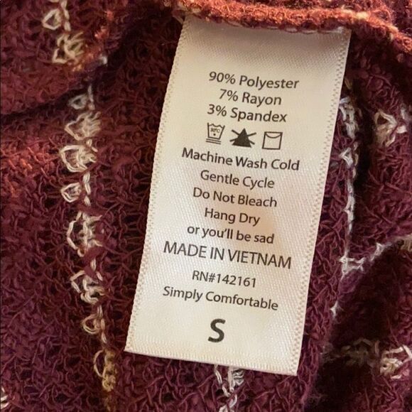 Lularoe Burgundy Striped Sweater Kimono Small - Picture 6 of 7